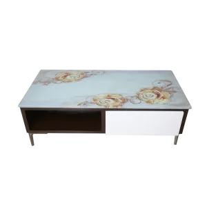 Glass Top Wooden Center Table With double sided Storage