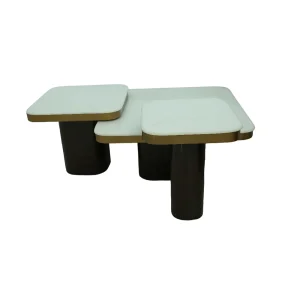 Teak Wood Marble Coffee Table Set Of 3