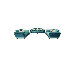 Teak Wood Blue 7 Seater Sofa Set